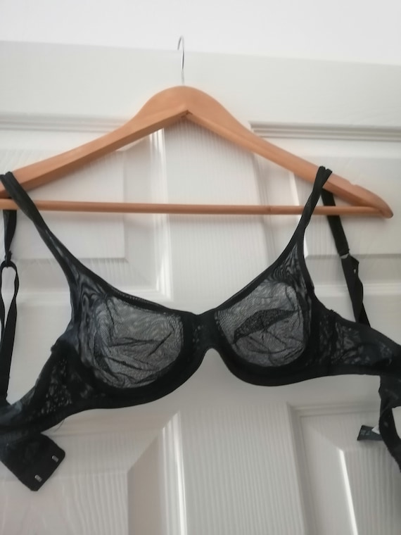 Vintage 1990's La Perla Black Very Sheer, Net See Through Underwire Bra  Size UK 32A /eur70/fr80 