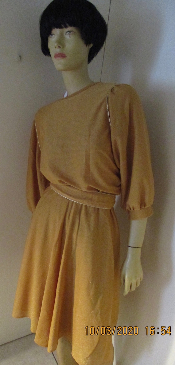 slim fit dress slacks Vintage 1960s Hostess Dress & Shorts Set / Gold Brocade Disco – ThisBlueBird main image 0