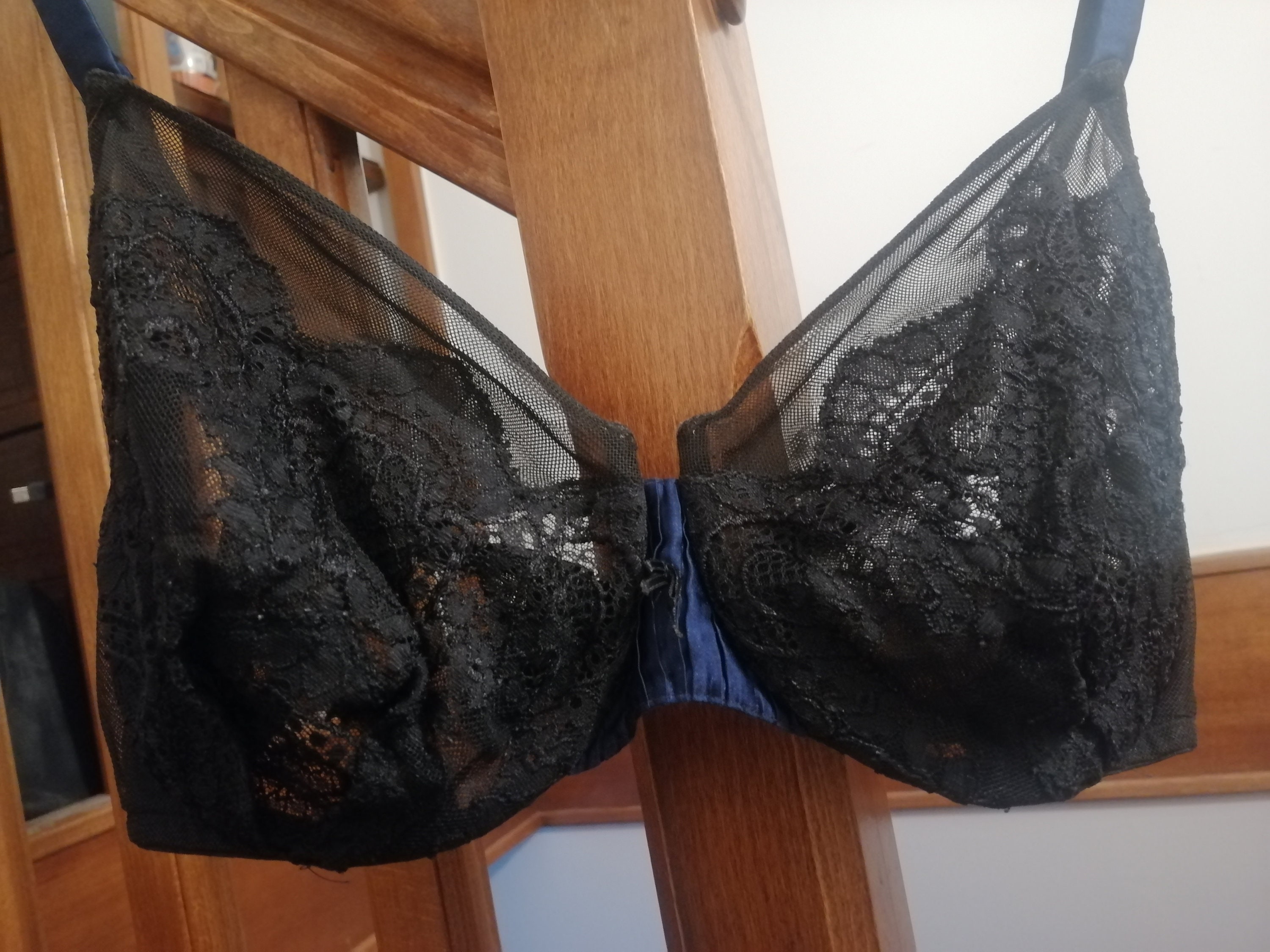 1990's Black Lace and Net See Through Bra La Perla Used Great Condition