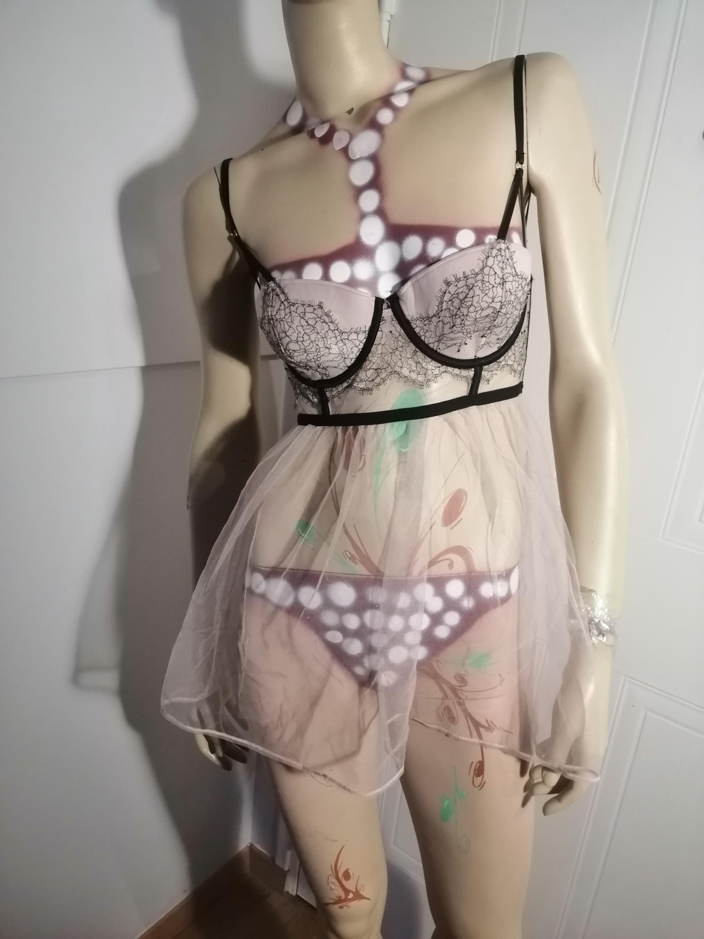 Victoria's Secret Lungo S-DD 32DD 34DD Reggiseno Set XS Pizzo Nero Nastro Rosa E - Foto 9