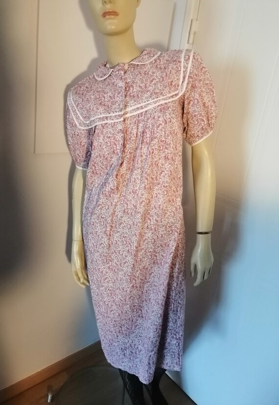 Vintage 1980s French handmade cotton light pink, … - image 4