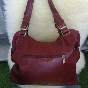 Vintage 90s Real Italian Leather Burgundy, Dark Red Shoulder