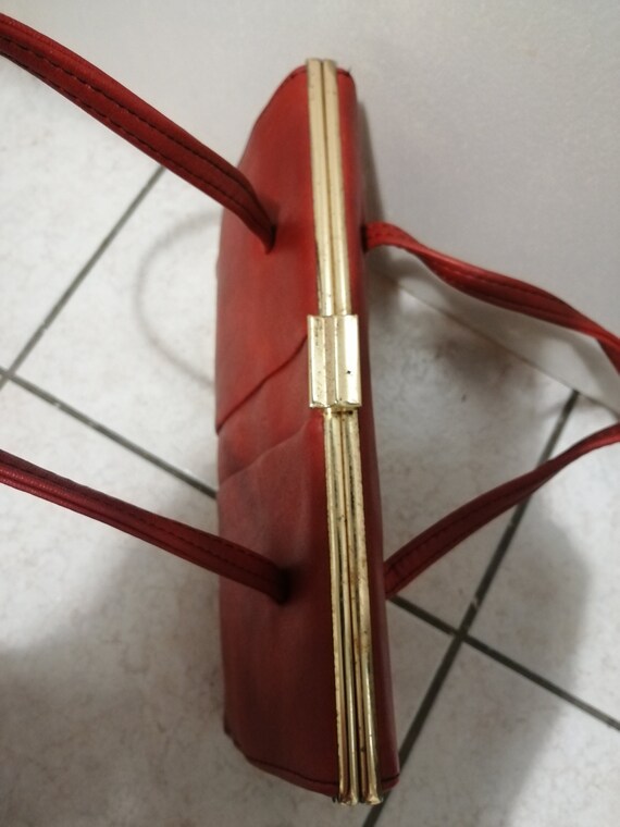 1960s vintage dark red vinyl Kelly bag /handbag Gem