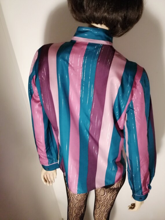 Vintage 1980s metallic striped blouse size FR 42 … - image 5