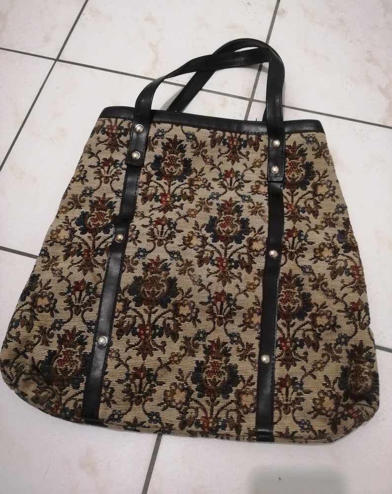 Vintage 1960s/70s Large Real Carpet/Tapestry Bag mint condition image 6