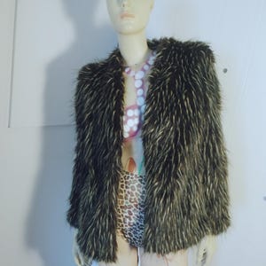 1990's Kate moss For London Topshop Long haired, fake fur, jacket /Coat Brown, mint condition size is small UK 8