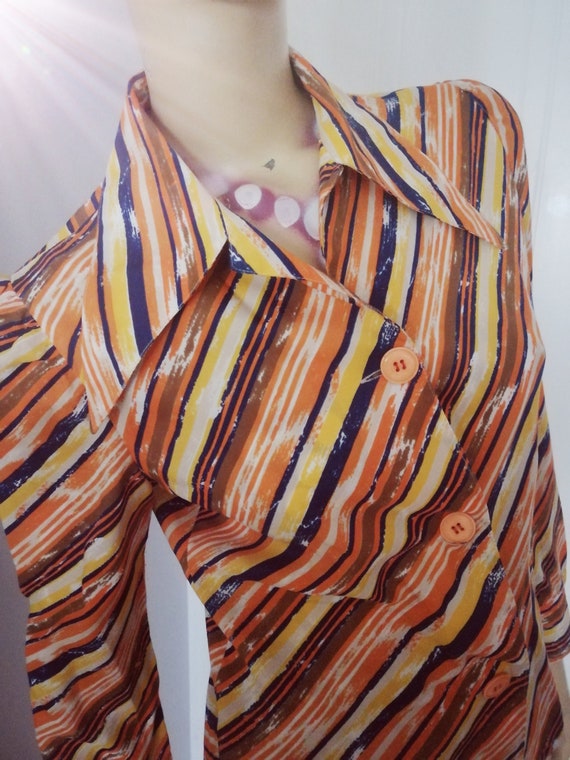 Vintage 1970s Silk /Rayon French blouse very big … - image 6