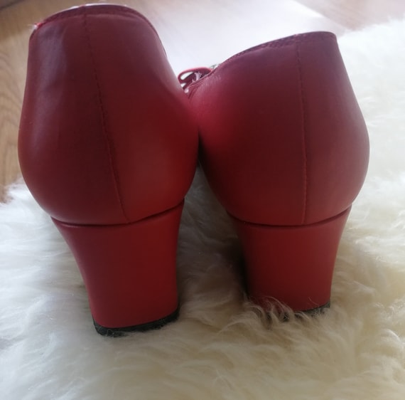 Original 60s French Red leather dolly shoes still… - image 2