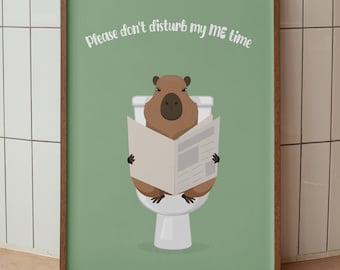 Capybara on the toilet digital print colourful