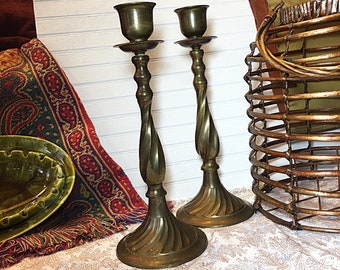 Vintage brass candlestick holders/pair of 2