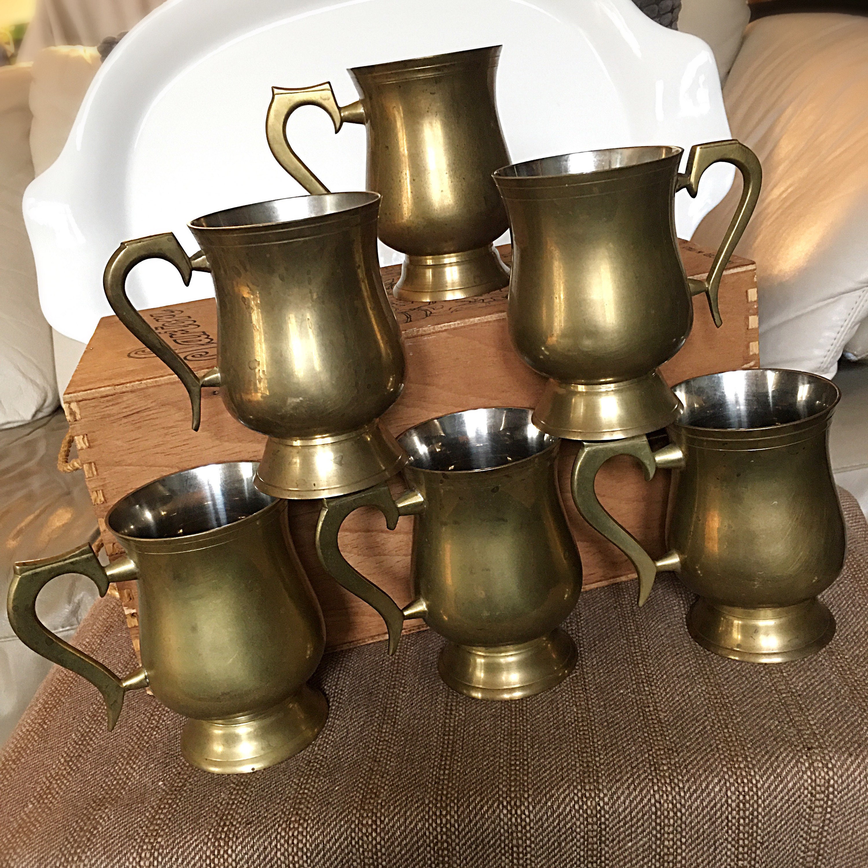 Vintage Brass Beer Mugs /set of 6 Tankards Etsy UK
