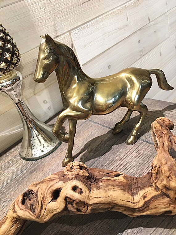 Vintage Pair Equestrian Gold Brass Horse Head Wall Mounted