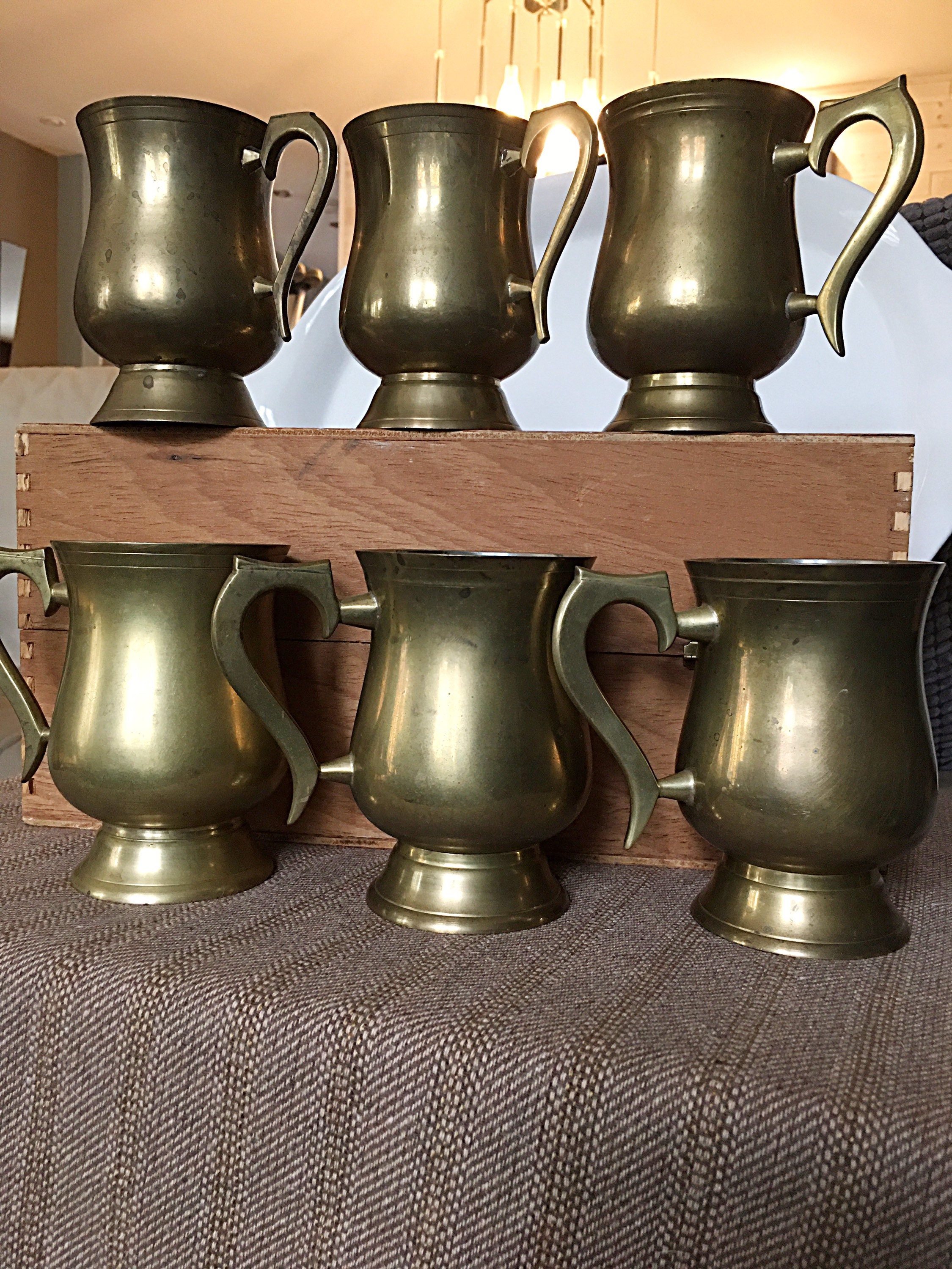 Vintage Brass Beer Mugs /set of 6 Tankards Etsy UK