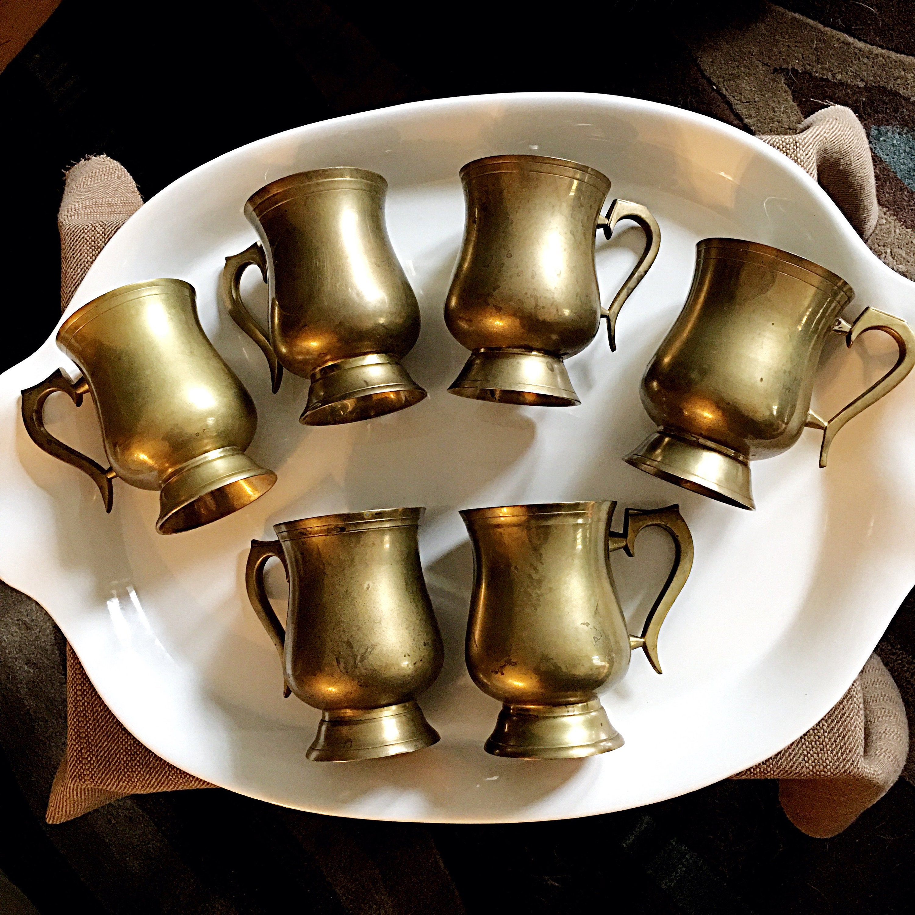 Vintage Brass Beer Mugs /set of 6 Tankards Etsy UK