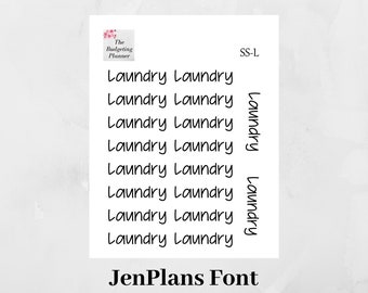 Script Stickers - Laundry planner stickers in JenPlans Font, Erin Condren Planner Stickers, Happy Planner Stickers, Jen DuFore Font