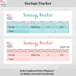 Suivi des économies - Hippocampes pastel et fleurs arc-en-ciel - Stickers budget planner pour petite ou A5, stickers planificateur d'économies