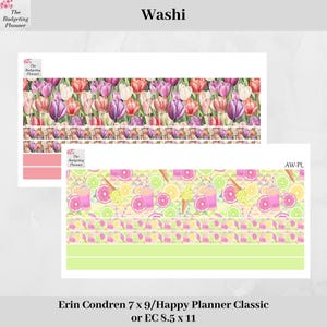 Washi Tape Set - Tulpenfelder oder Pink Lemonade breites Washi Tape und schmales Washi Tape passend zu den Budget Aufklebern