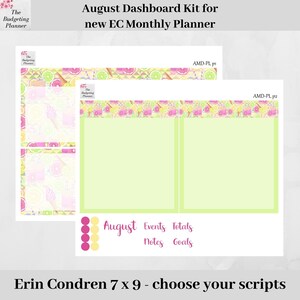 Erin Condren Dashboard Sticker Kit for August in Pink Lemonade design to fit dashboard page in EC Monthly Planner