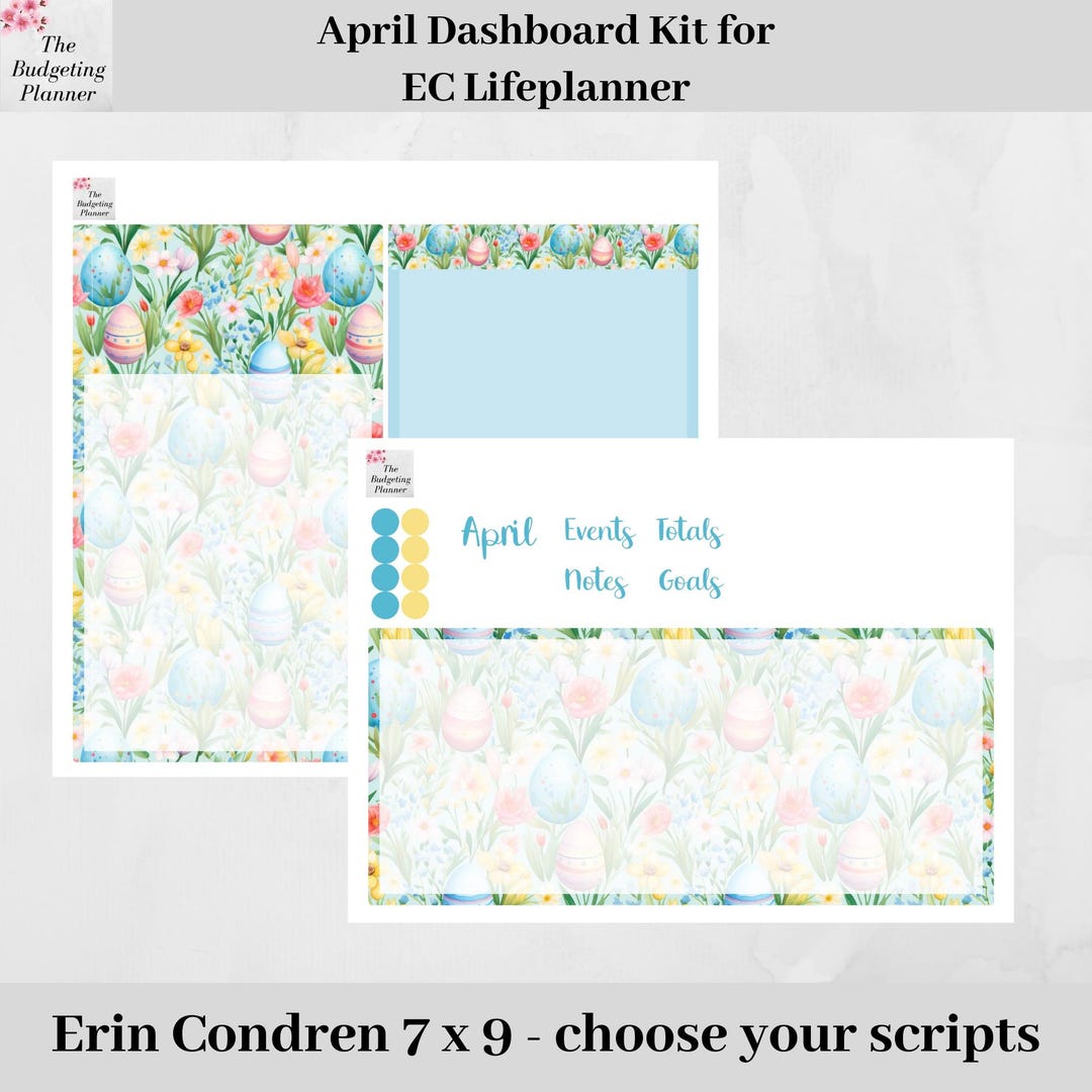 Erin Condren Dashboard Sticker Kit for April 2025 in Watercolour Easter ...