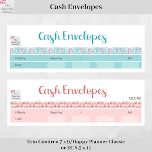 Autocollants pour enveloppes de billets - Autocollants Budget Planner pour suivre votre système d'enveloppes pour billets dans un design pastel hippocampes et fleurs arc-en-ciel
