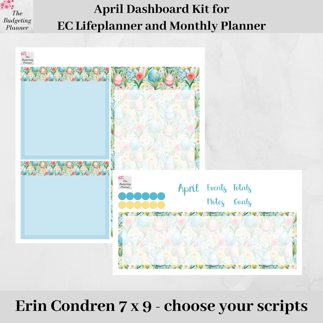 Erin Condren Dashboard Sticker Kit for April in Watercolour Easter to ...