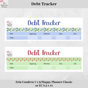 Rastreador de deudas - Diseño de paletas de sandía o cuadros vichy de limón - Pegatinas de planificador de presupuesto para realizar un seguimiento de sus deudas en Erin Condren y Happy Planner