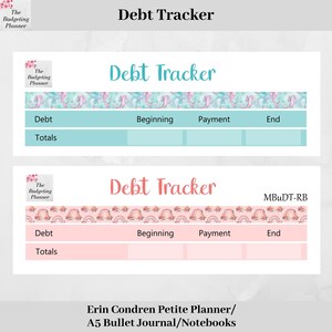 Suivi de l'endettement - hippocampes pastel et fleurs arc-en-ciel - Stickers budget planner pour suivre votre endettement dans votre Erin Condren Petite Agenda A5