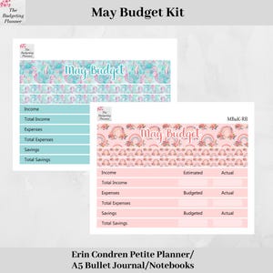 Planer Aufkleber - Mai Budget Sticker in Pastellfarben Seepferdchen und Regenbogen Blumen, zierlicher Planner Sticker, Bullet Journal Sticker, A5