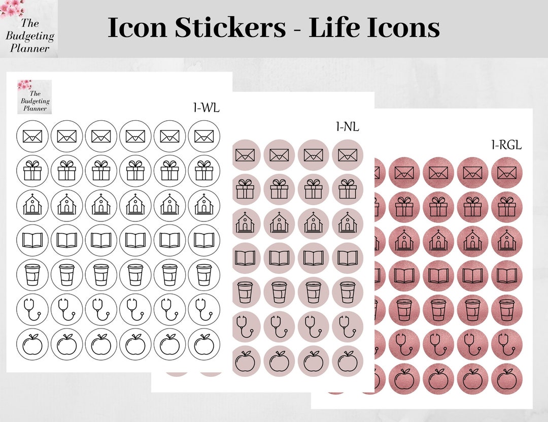 Planner Icon Stickers Life Icons, Planner Sticker Icons for Marking ...