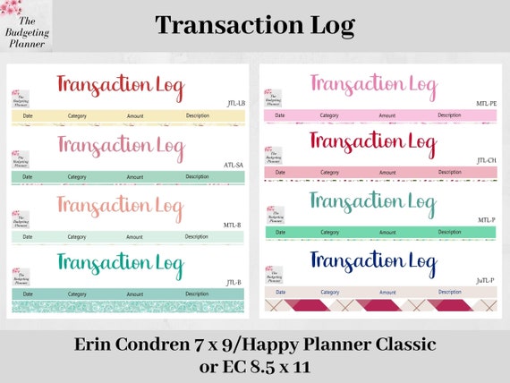 Transaction Log Choose Your Design Budget Planner Stickers - Etsy