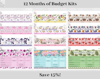 Budget Planner Stickers Bundle - 12 months of budget kits for your Erin Condren or Happy Planner **Save 15%**, budgeting stickers for a year