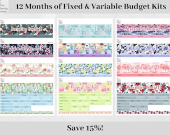 Budget Planner Stickers Bundle - 12 months of budget kits for your Erin Condren or Happy Planner **Save 15%**, budgeting stickers for a year