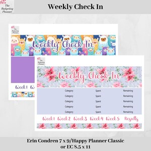 Weekly Check In Sticker - Niedliche Alpakas oder Graue Lilien Design - Budget Planer Sticker um dein Budget in deinen Erin Condren nachzuverfolgen