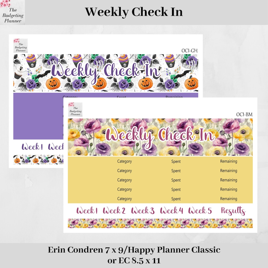 Weekly Check in Sticker Goth Halloween or Blossoming Meadow - Etsy