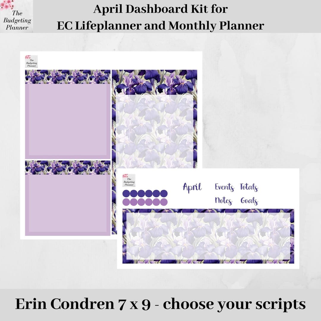 Erin Condren Dashboard Sticker Kit for April in Vibrant Irises to Fit ...