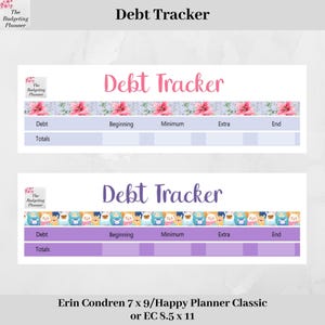 Schuldtracker - schattig ontwerp van alpaca's of grijze lelies - budgetplannerstickers om je schuld bij te houden in Erin Condren & Happy planner