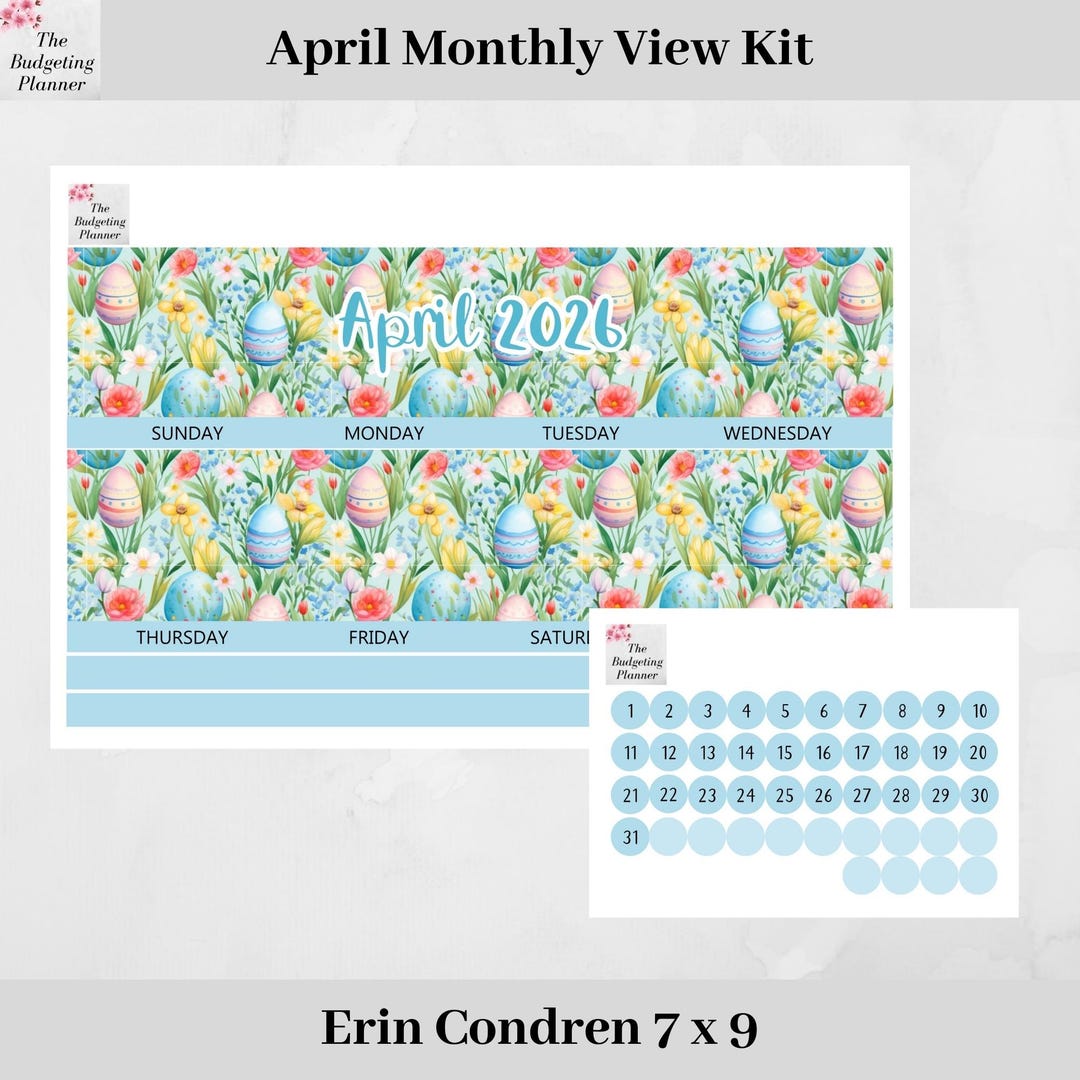 Erin Condren Monthly Kit for April 2026 in Watercolour Easter Design to ...