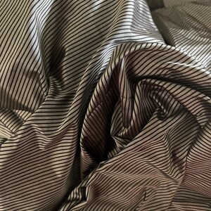 Black Pinstripe Silk Taffeta Fabric Remnant