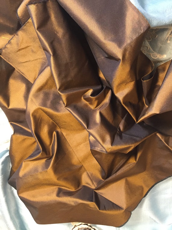 Warm Golden Bronze Silk Taffeta Fabric Etsy