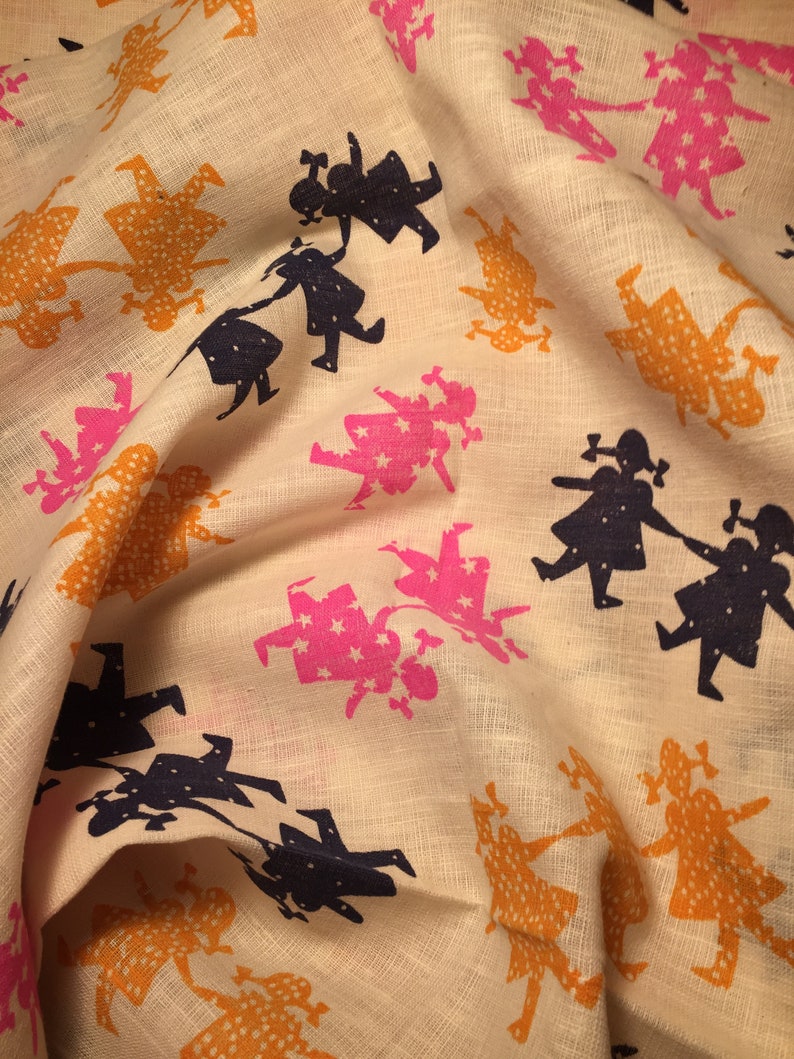 CUTE Vintage Paper Doll Print Fabric Etsy