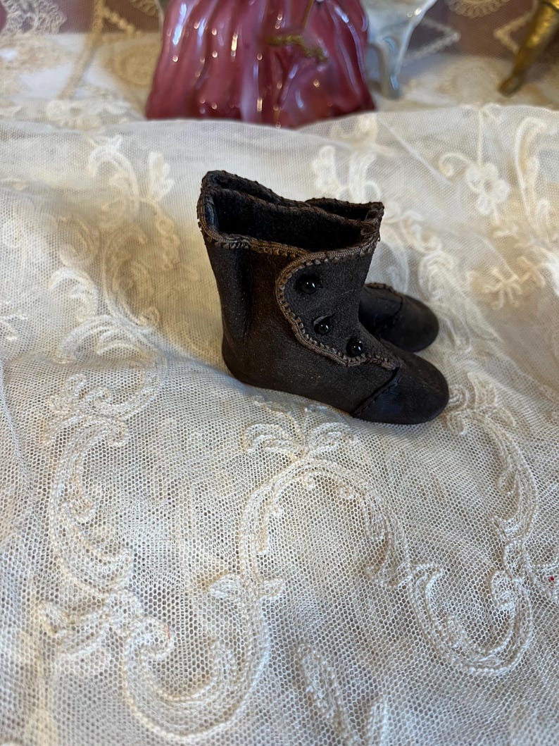 Beautiful Suede Cloth High Button Doll Boots Etsy