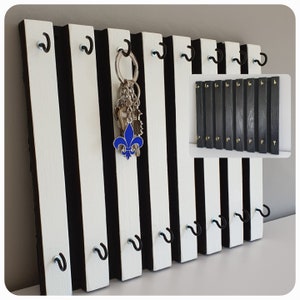 Key wall black + white wooden key board modern as a wedding gift housewarming gift hook rail for key storage