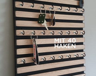 Schlüsselbrett für Rezeption Hotel Schlüsselboard groß aus Holz als Einzugsgeschenk Hochzeitsgeschenk modern mit 40 Schlüsselhaken Empfang