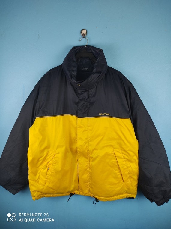 Nautica Reversible Yellow Blue Down Puffer Jacket