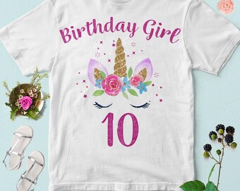 Birthday Girl Unicorn 10th Birthday PNG (Print File)