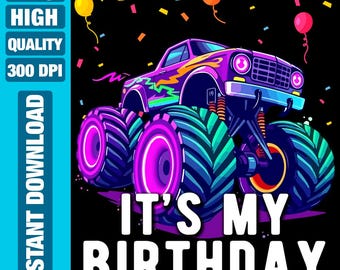 Birthday Monster Truck PNG: T-Shirt Design (Digital Download)