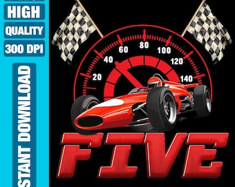 5th Birthday Race Car PNG: Racing Party Clipart (Digital Download)