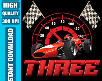 3rd Birthday Race Car PNG: Racing Party Clipart (Digital Download)