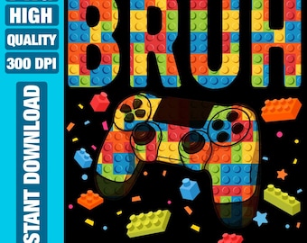 Bruh Gamer Building Blocks PNG: Video Game Design (Digital Download)