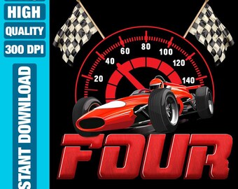 4th Birthday Race Car PNG: Racing Party Clipart (Digital Download)